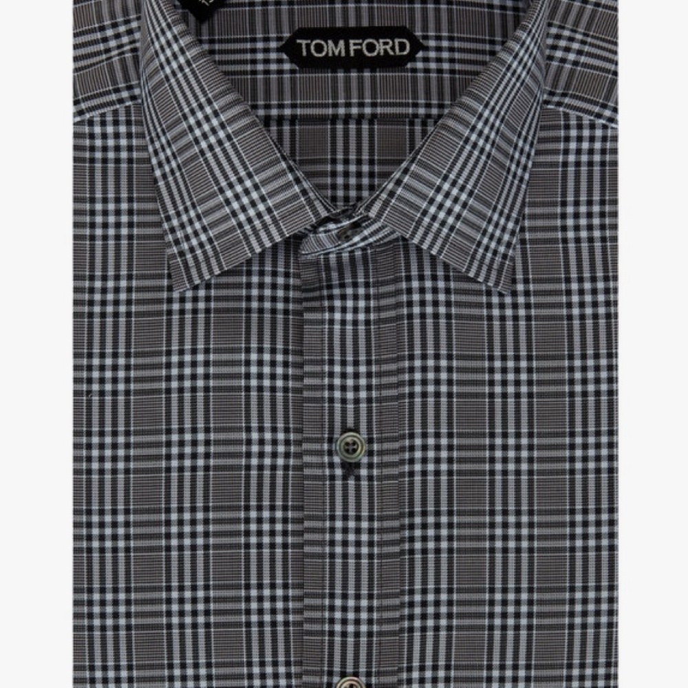 Tom Ford Tonal Graph Check Dress Shirt